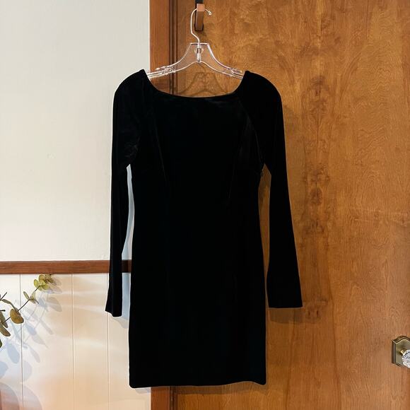 MARCIANO Velvet Corset Lace Up Bodycon Mini Dress Long Sleeve Black Women's S‎ - Picture 4 of 12